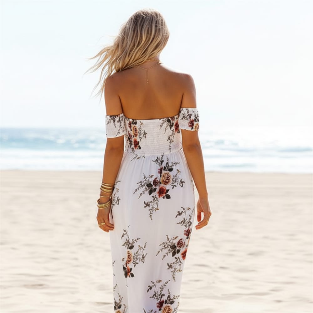 Denise | Women's Floral Strapless Boho Maxi Dress