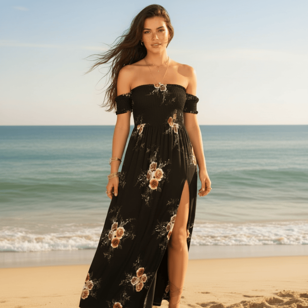 Denise | Women's Floral Strapless Boho Maxi Dress