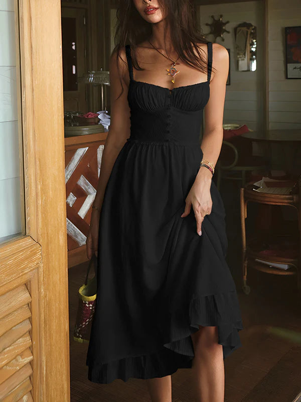 Denisha | Women's Flowy Sleeveless Sweetheart Neck Midi Dress
