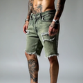 Dennis | Men's Slim Fit Ripped Denim Cargo Shorts