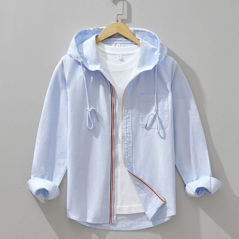 Dennison | Men’s Casual Long Sleeve Front Zip Hooded Shirt