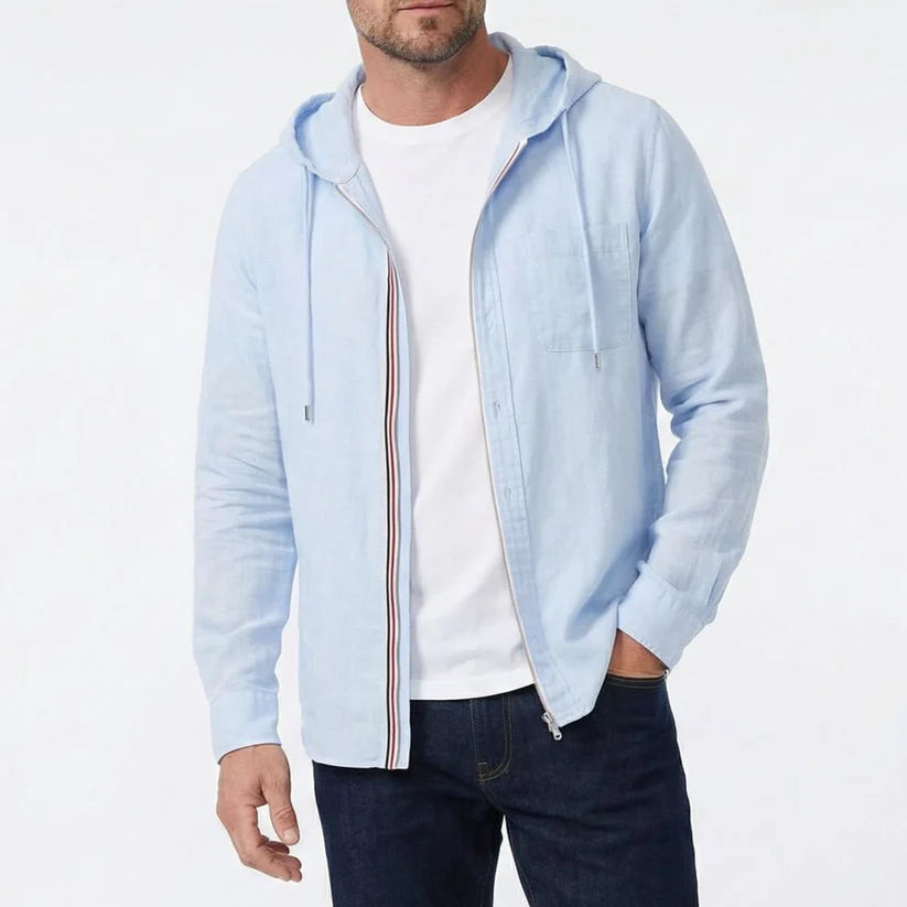 Dennison | Men’s Casual Long Sleeve Front Zip Hooded Shirt