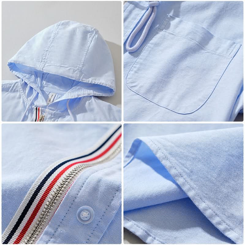 Dennison | Men’s Casual Long Sleeve Front Zip Hooded Shirt