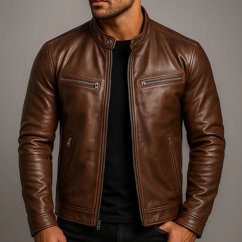 Dermot | Men’s Zip Front Stand Collar Long Sleeve Jacket