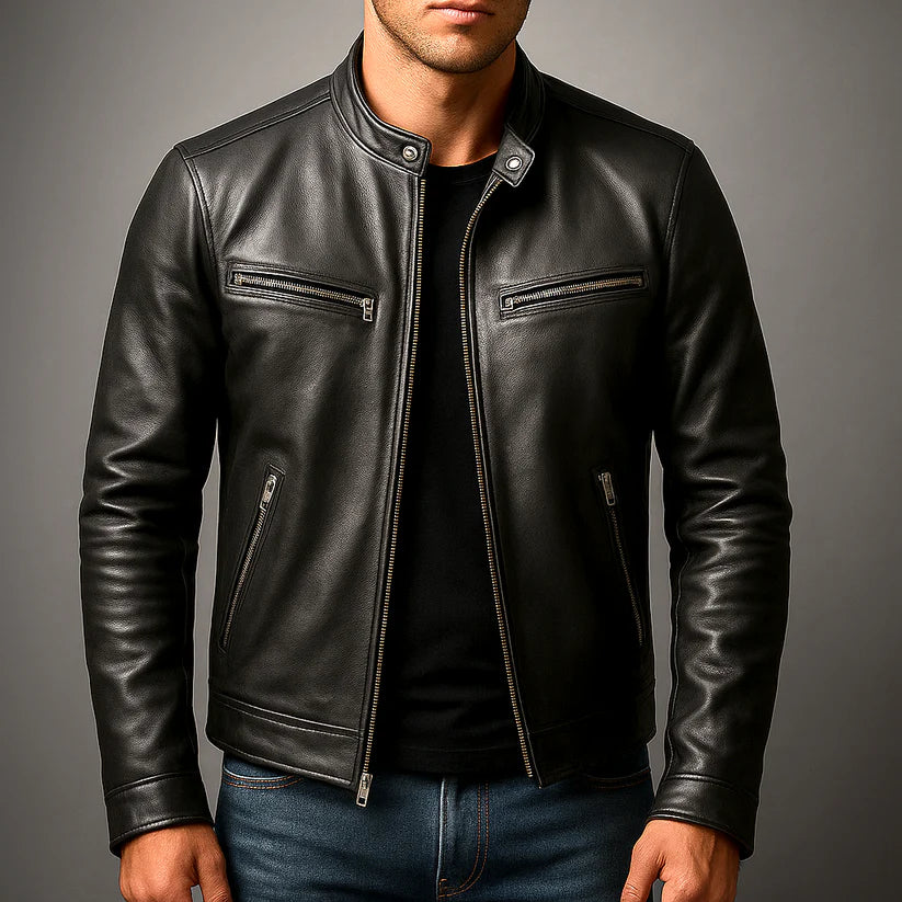 Dermot | Men’s Zip Front Stand Collar Long Sleeve Jacket