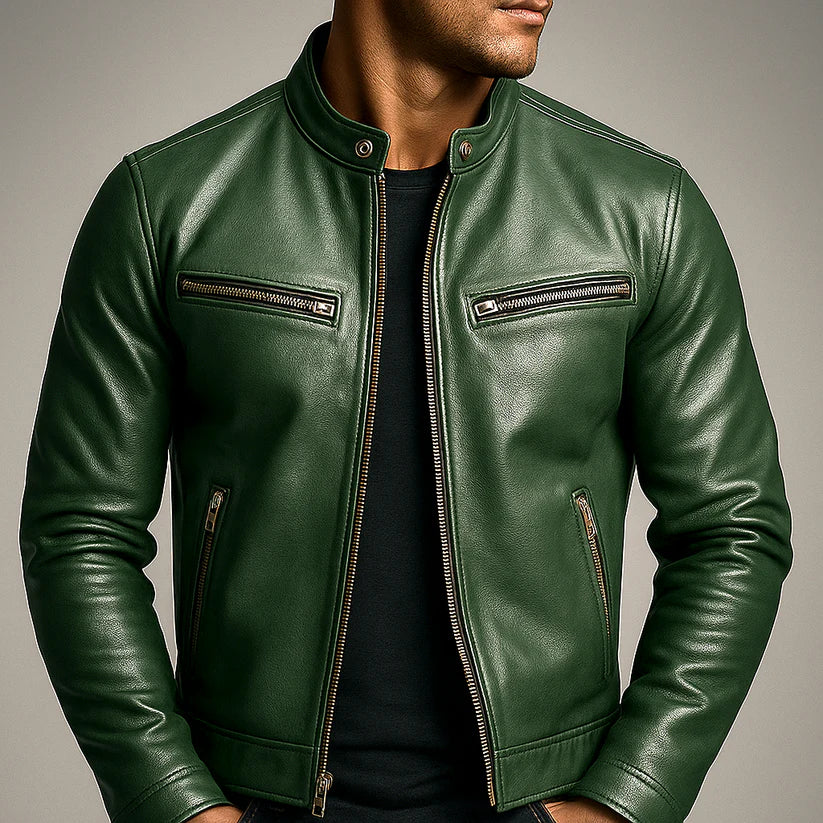 Dermot | Men’s Zip Front Stand Collar Long Sleeve Jacket