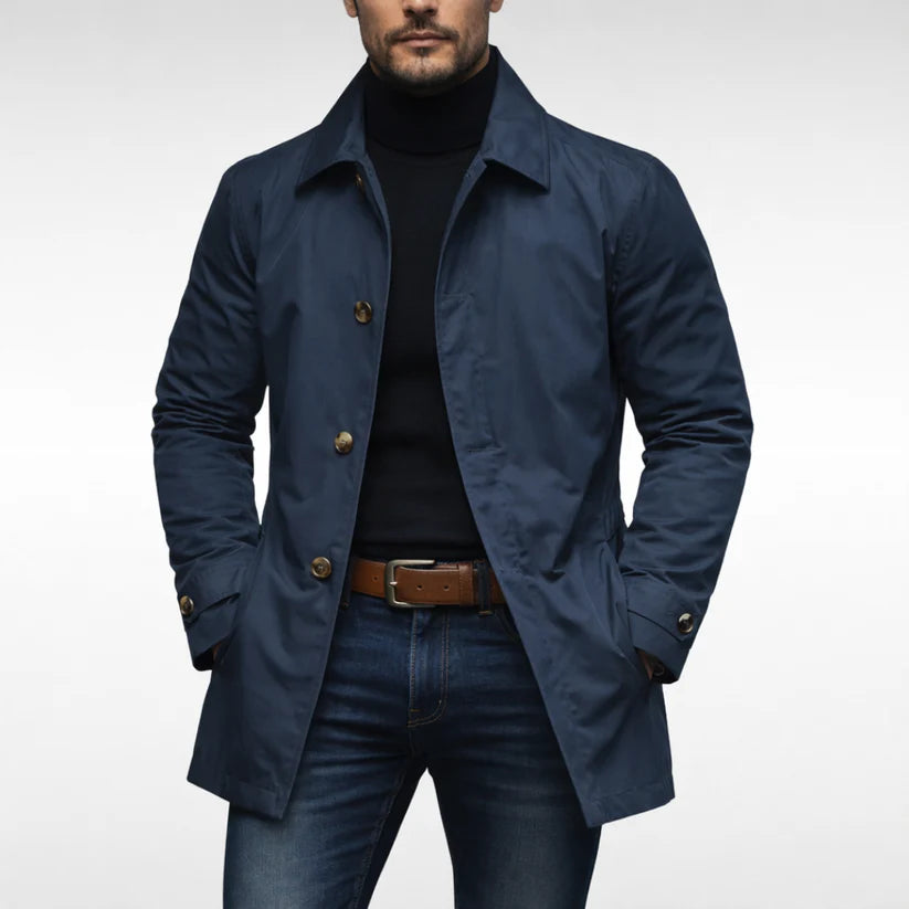 Deshawn | Men’s Pointed Collar Long Sleeve Button Front Coat