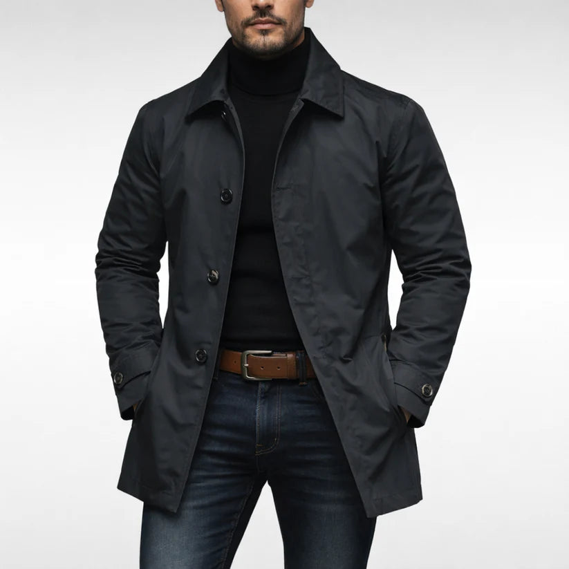 Deshawn | Men’s Pointed Collar Long Sleeve Button Front Coat