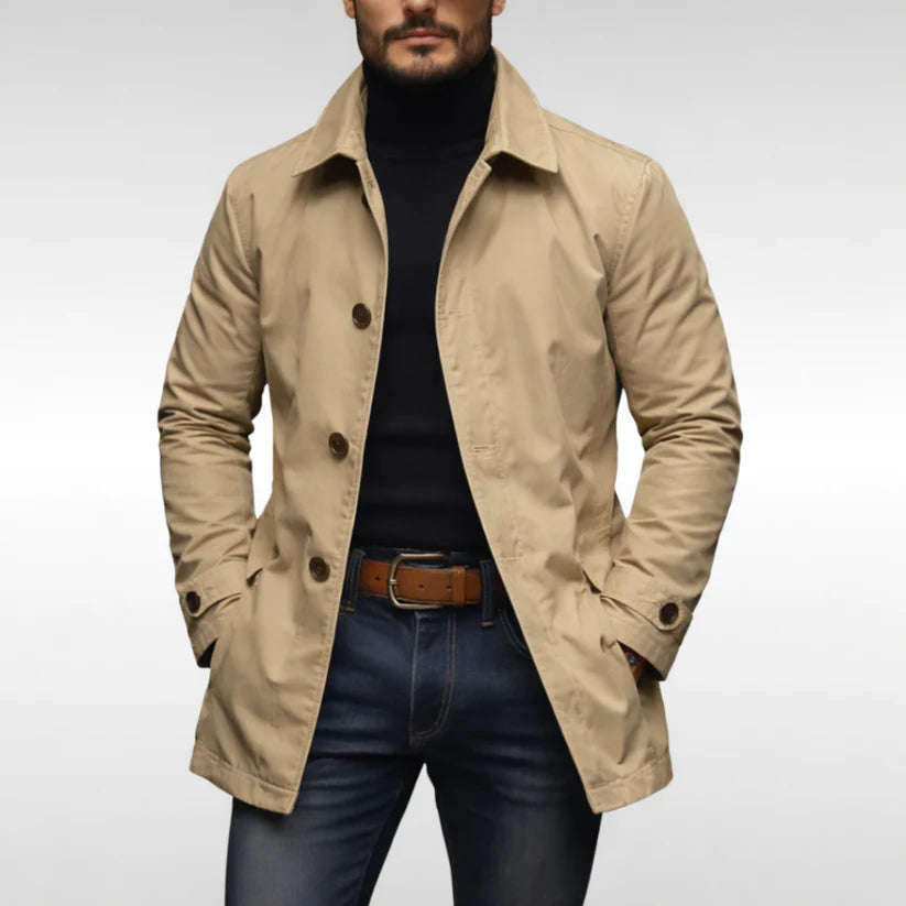Deshawn | Men’s Pointed Collar Long Sleeve Button Front Coat