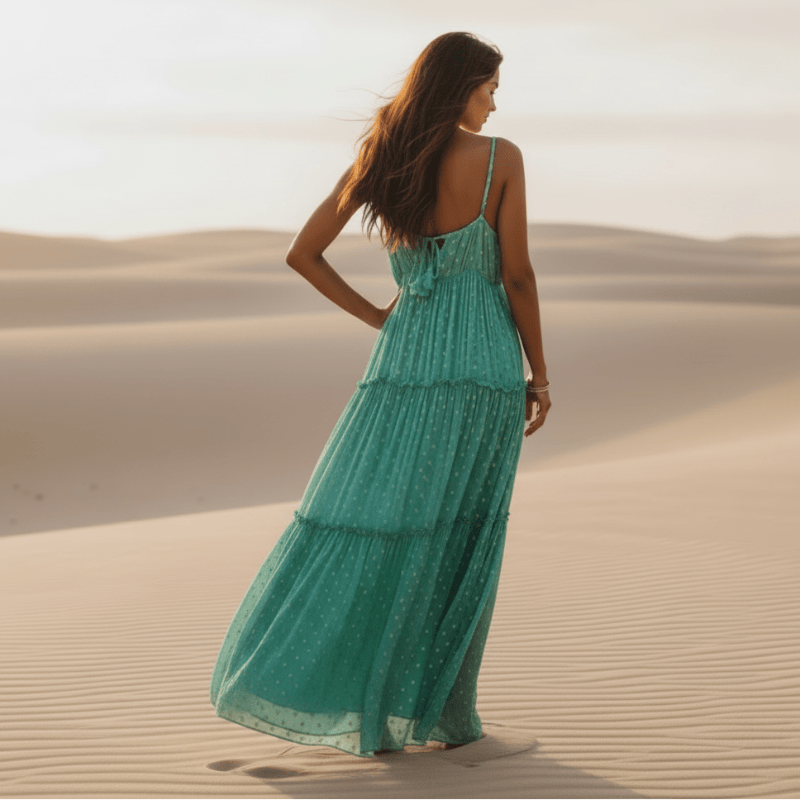 Desiree | Women's Strappy Tiered Sleeveless Maxi Dress