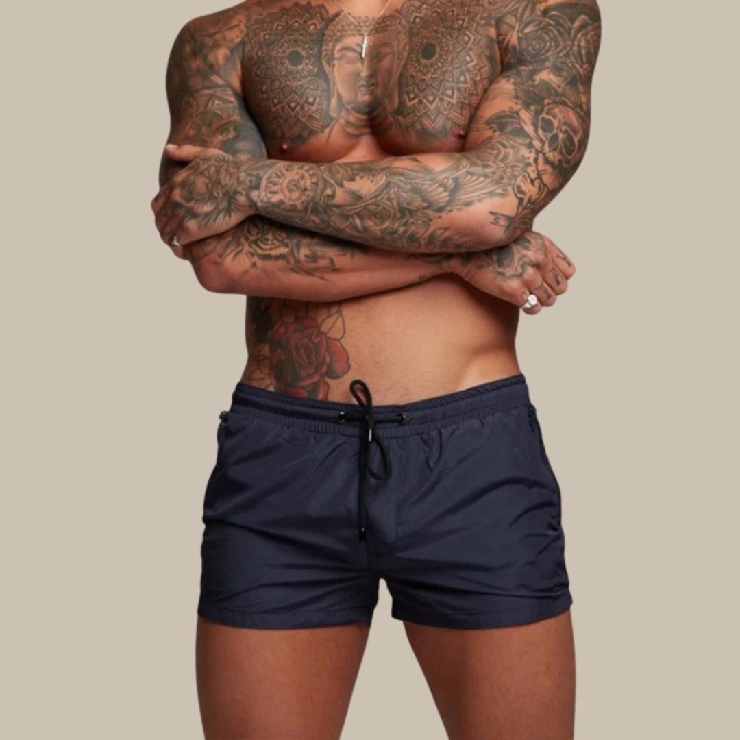 Desmond | Men's Sporty Drawstring Zip Pocket Swim Shorts