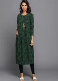 Deva | Women's Pocket Long Sleeve Botanical Midi Dress