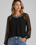 Devika | Women's Round Neck Sparkle Long Sleeve Blouse