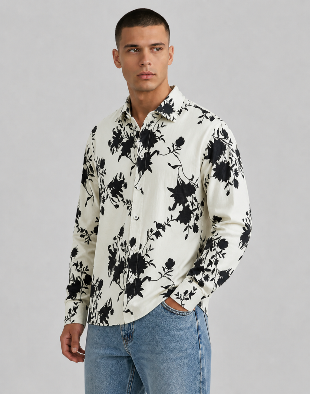 Irving | Men's Long Sleeve Floral Pattern Dress Shirt