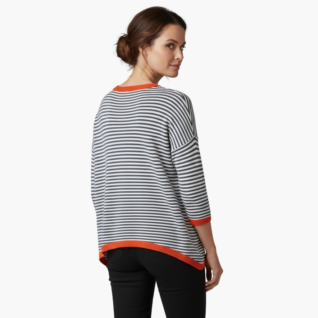 Devina | Women's Horizontal Stripe Short Sleeve Shirt
