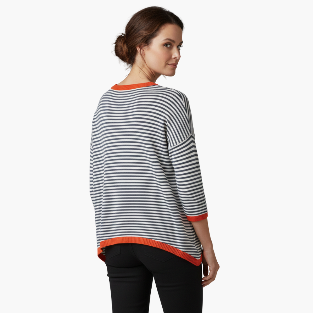 Devina | Women's Horizontal Stripe Short Sleeve Shirt