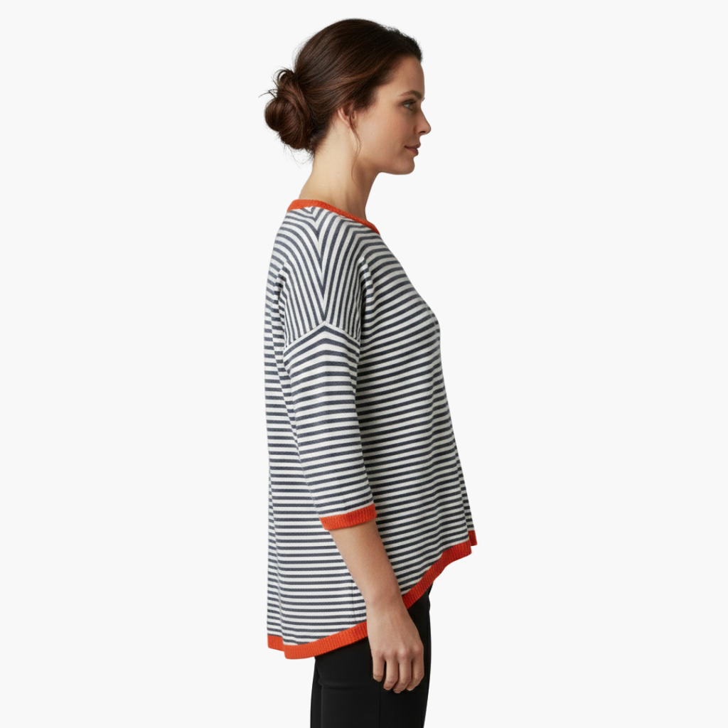 Devina | Women's Horizontal Stripe Short Sleeve Shirt