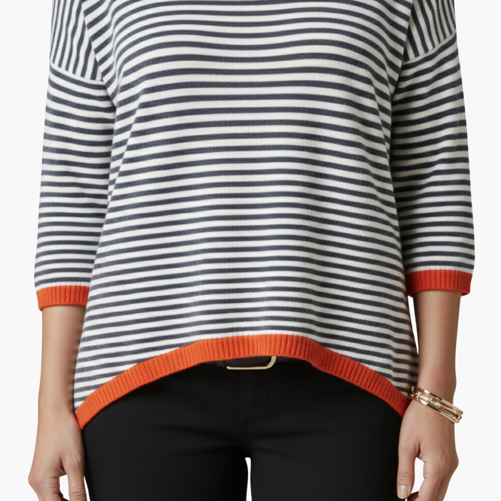 Devina | Women's Horizontal Stripe Short Sleeve Shirt