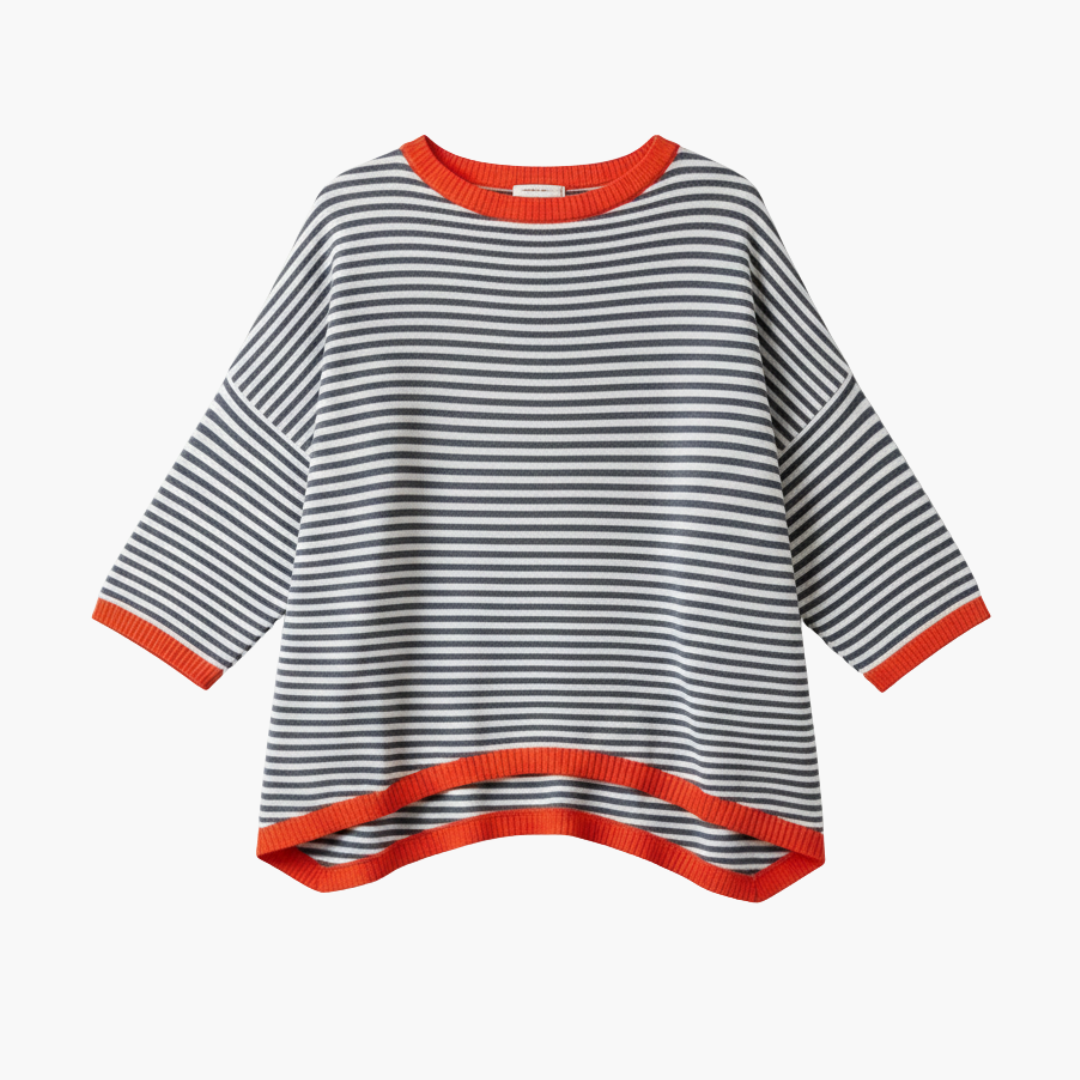 Devina | Women's Horizontal Stripe Short Sleeve Shirt