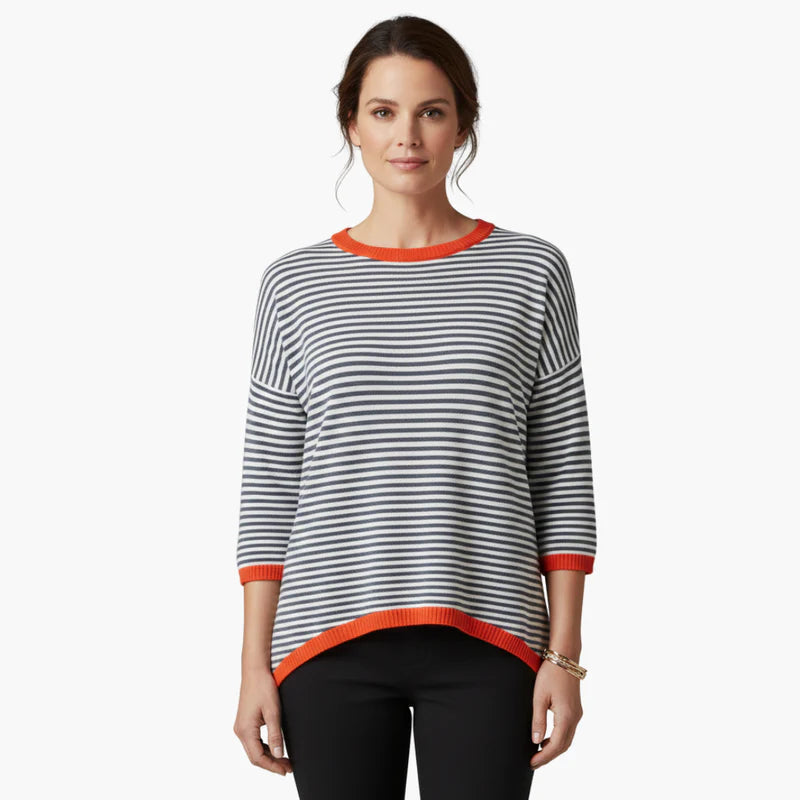 Devina | Women's Horizontal Stripe Short Sleeve Shirt