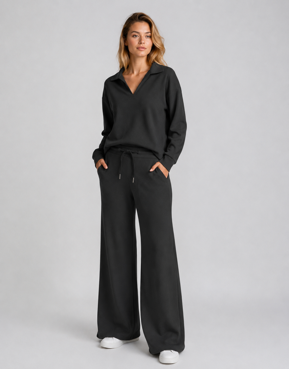 Devlyn | Women's Drawstring V-Neck Two Piece Set
