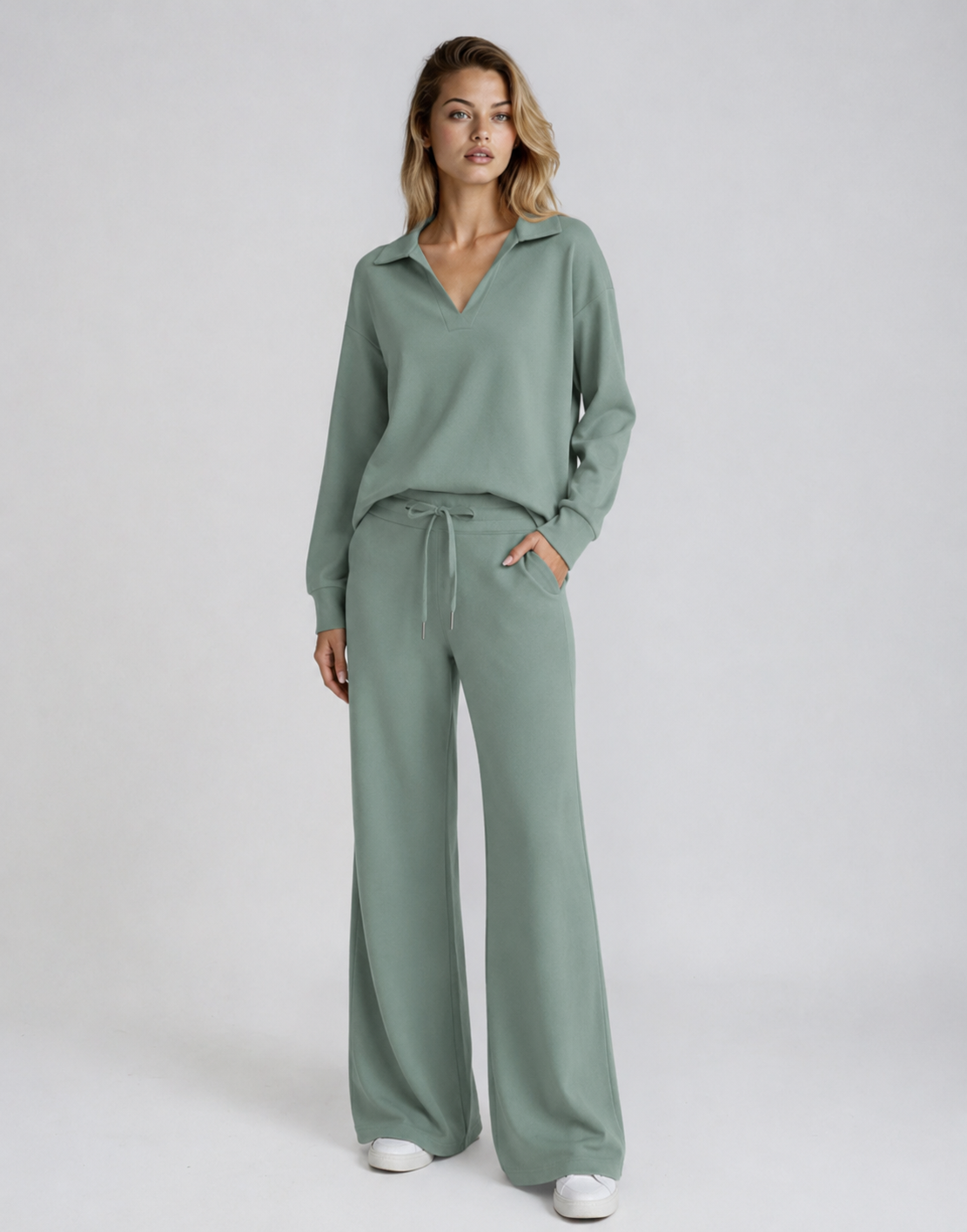 Devlyn | Women's Drawstring V-Neck Two Piece Set