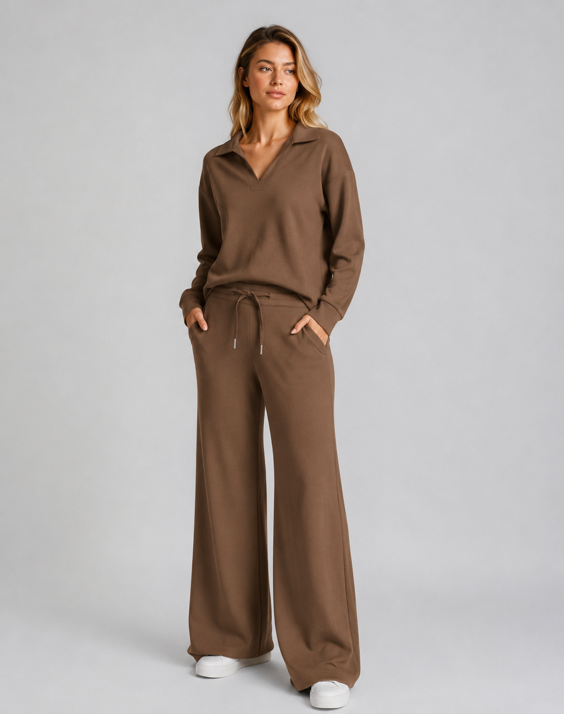 Devlyn | Women's Drawstring V-Neck Two Piece Set