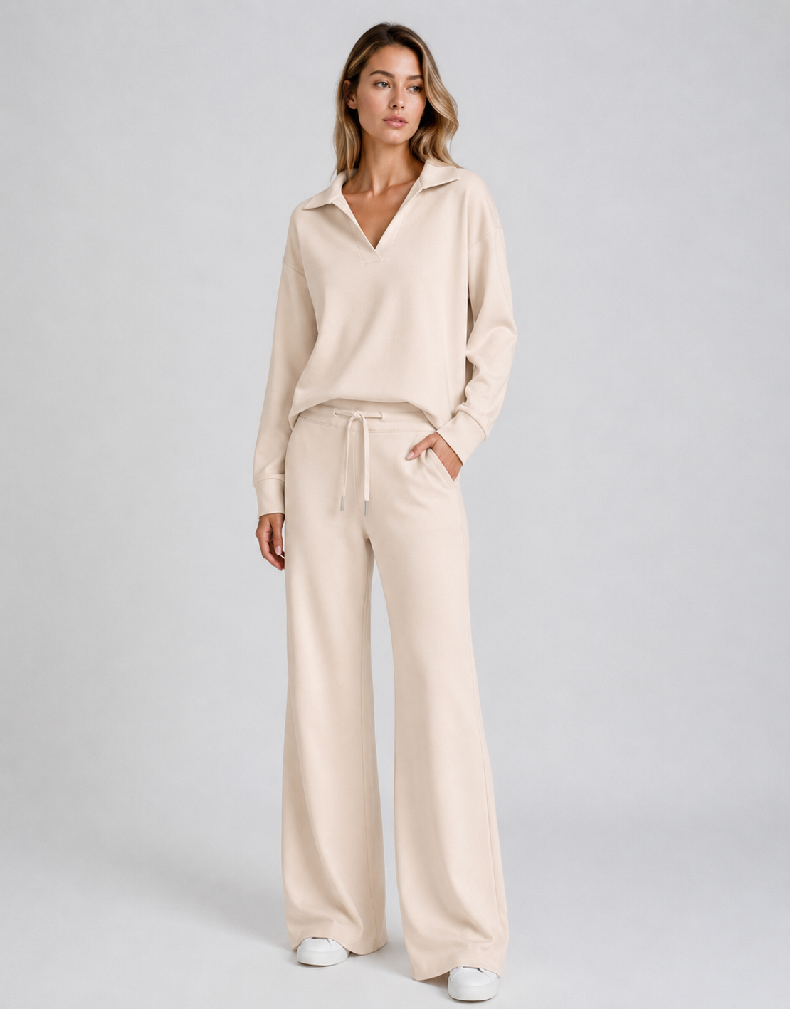 Devlyn | Women's Drawstring V-Neck Two Piece Set