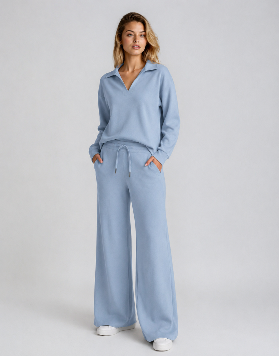 Devlyn | Women's Drawstring V-Neck Two Piece Set