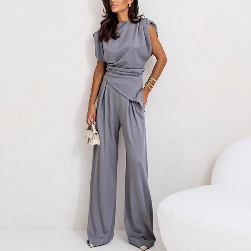 Dinah | Women's Sleeveless Draped Two Piece Set