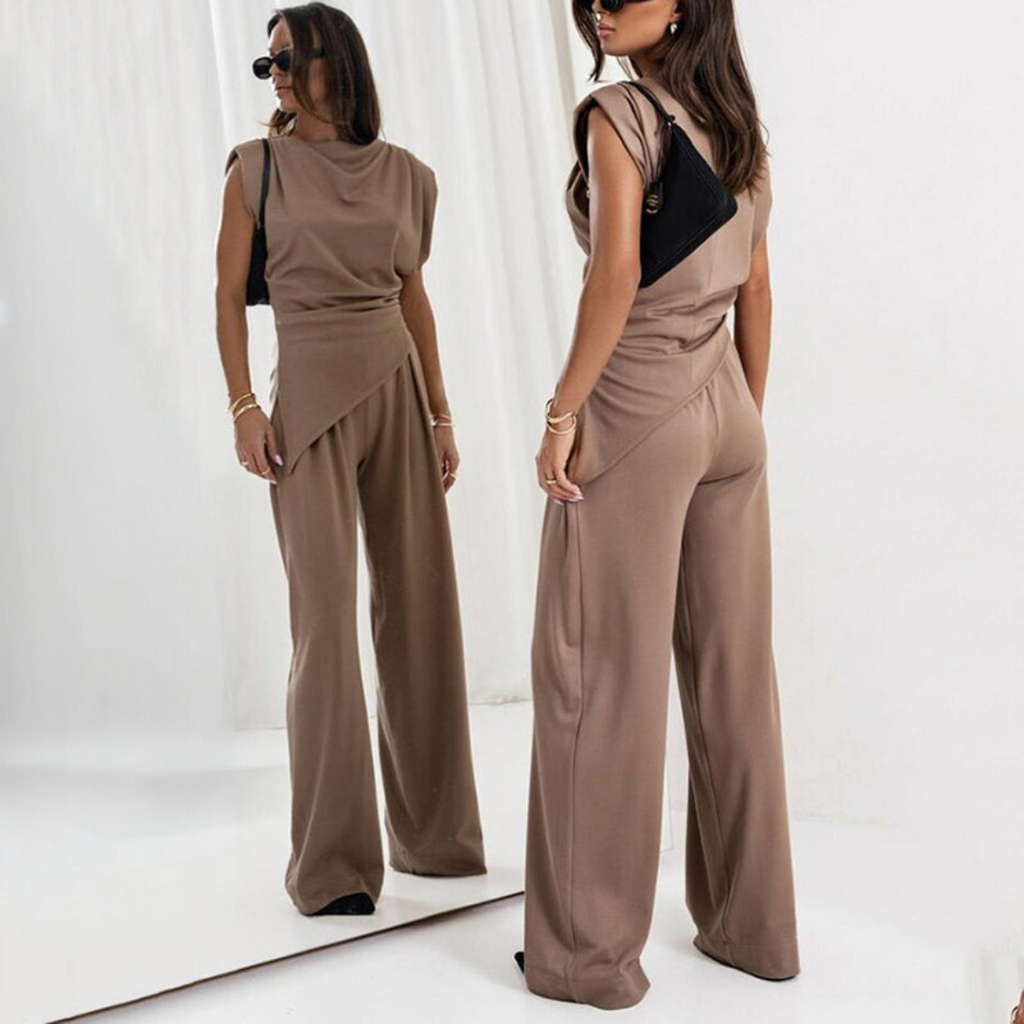 Dinah | Women's Sleeveless Draped Two Piece Set