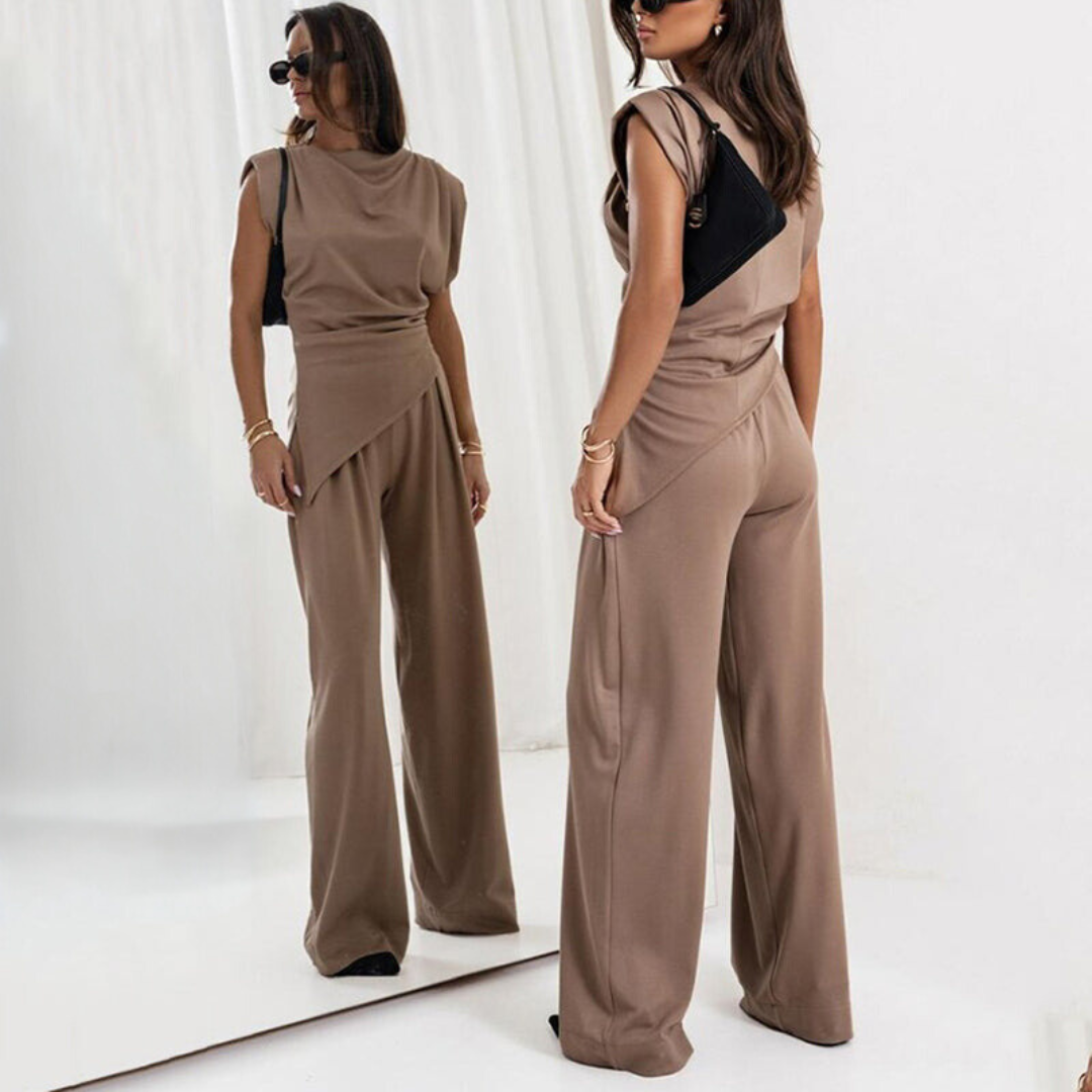 Dinah | Women's Sleeveless Draped Two Piece Set