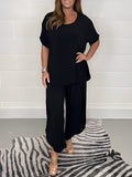 Divya | Women's Short Sleeve Wide Leg Two Piece Set