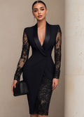 Dominique | Women's V Neck Long Sleeve Wedding Guest Dress