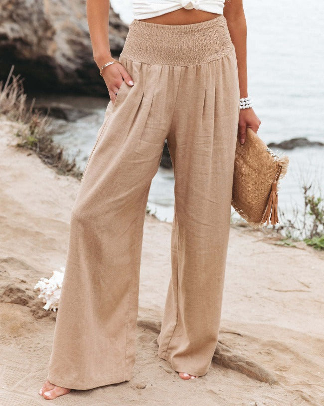 Dona | Women’s Wide Leg High Waist Summer Trousers