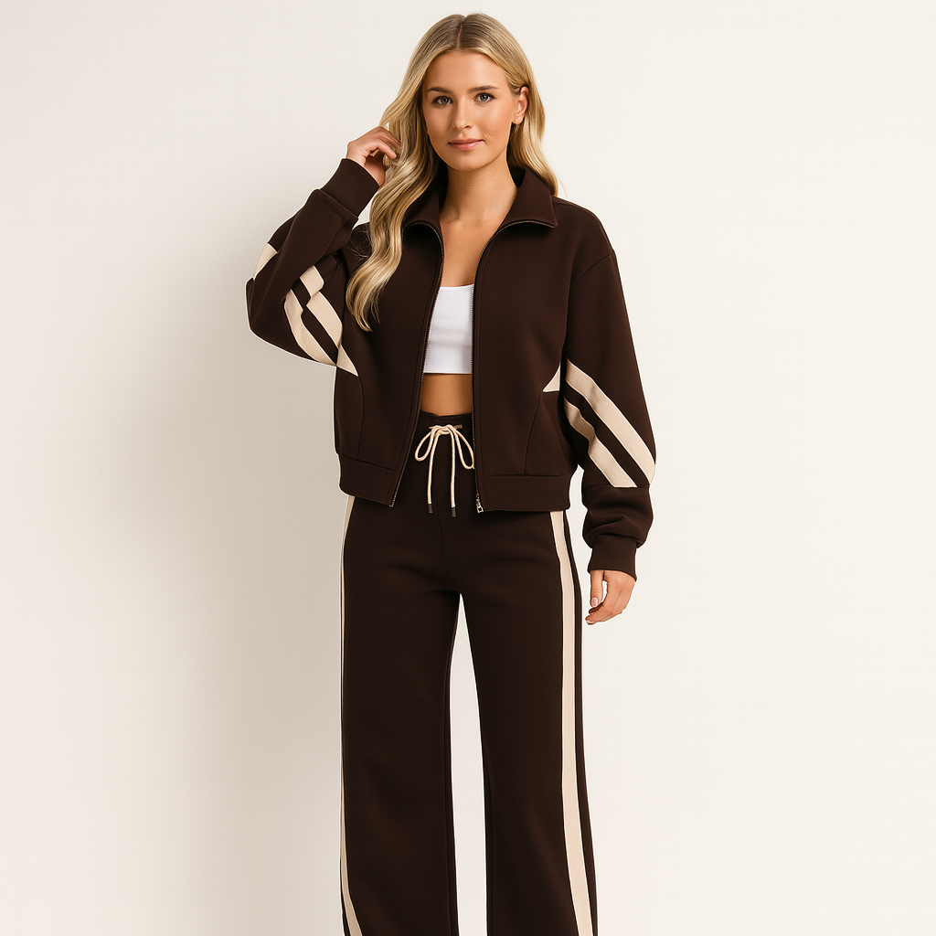 Donata | Women’s Striped Drawstring Two-Piece Matching Set
