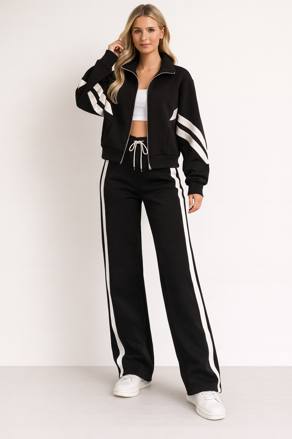 Donata | Women’s Striped Drawstring Two-Piece Matching Set