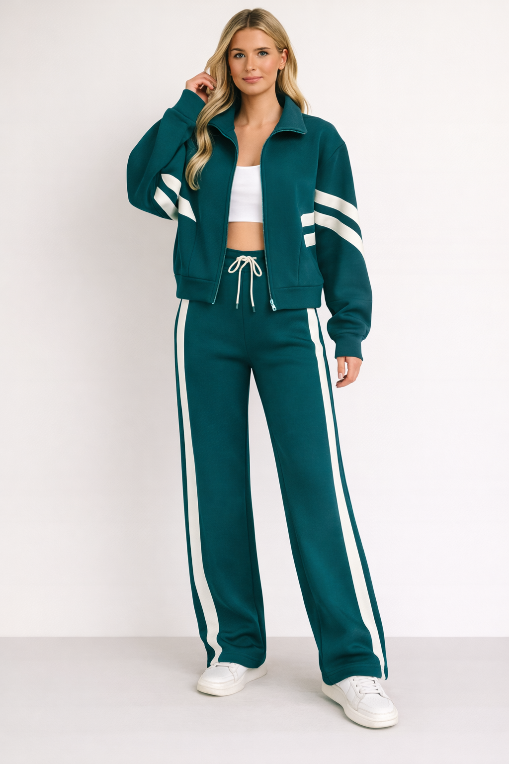 Donata | Women’s Striped Drawstring Two-Piece Matching Set