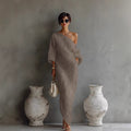 Dora | Women’s Asymmetrical Neck Long Maxi Dress
