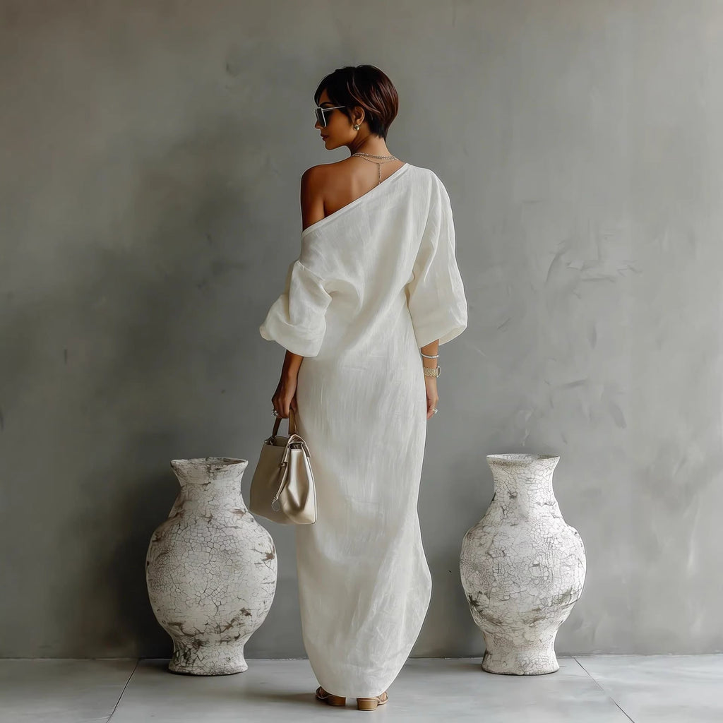 Dora | Women’s Asymmetrical Neck Long Maxi Dress