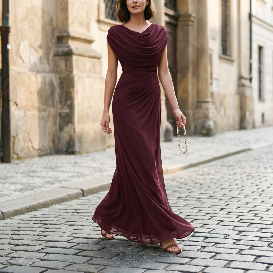 Dorothy | Women's Pleated Sleevelees Draped Flowy Maxi Dress