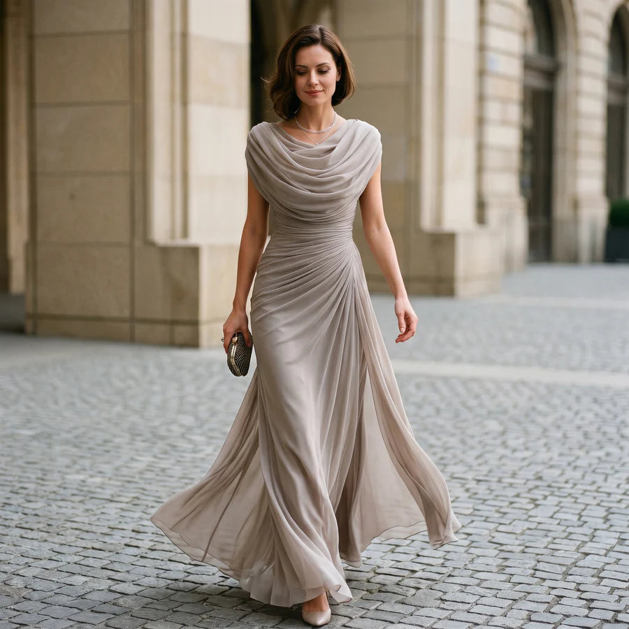 Dorothy | Women's Pleated Sleevelees Draped Flowy Maxi Dress