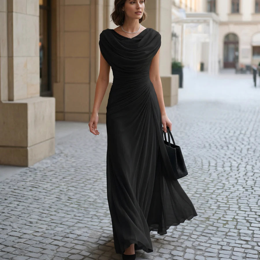 Dorothy | Women's Pleated Sleevelees Draped Flowy Maxi Dress