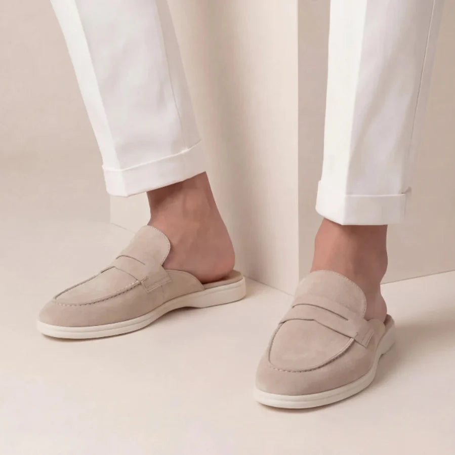 Dunbar | Men's Slip-On Open Back Round Toe Penny Strap Mules