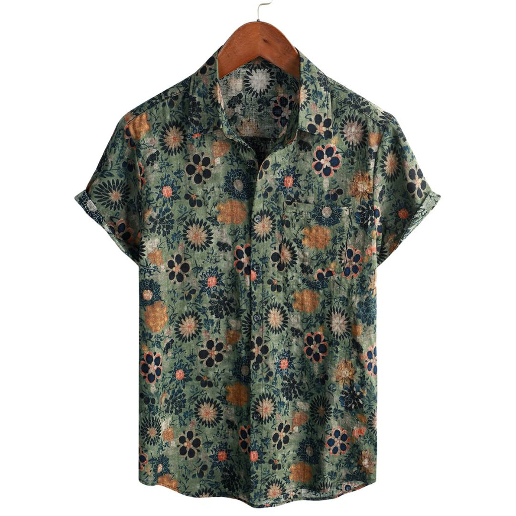 Dwayne | Men's Button Front Short Sleeve Printed Dress Shirt
