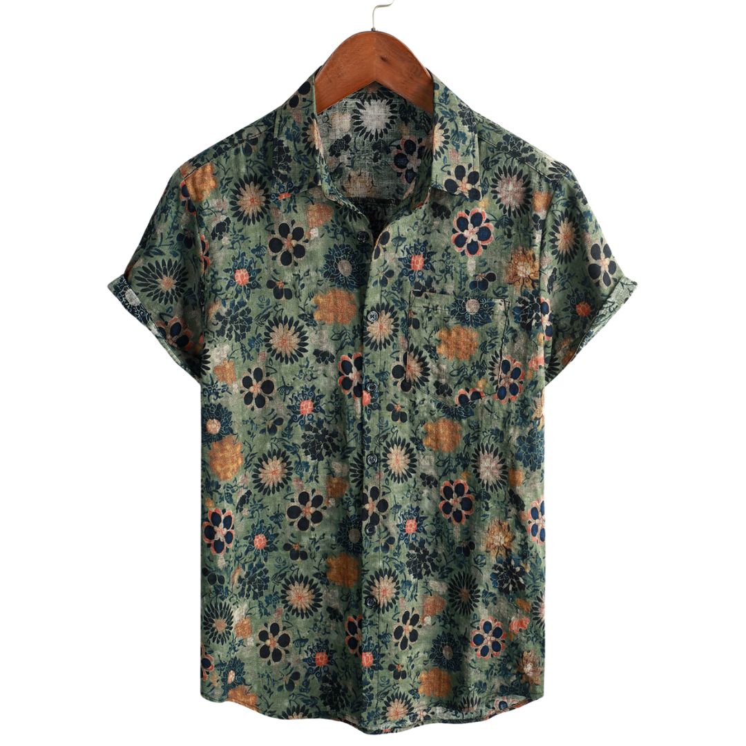Dwayne | Men's Button Front Short Sleeve Printed Dress Shirt