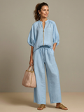 Dylan | Women's Wide Leg Zip Front Two Piece Set