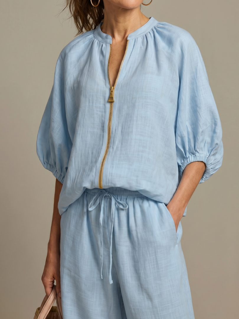 Dylan | Women's Wide Leg Zip Front Two Piece Set