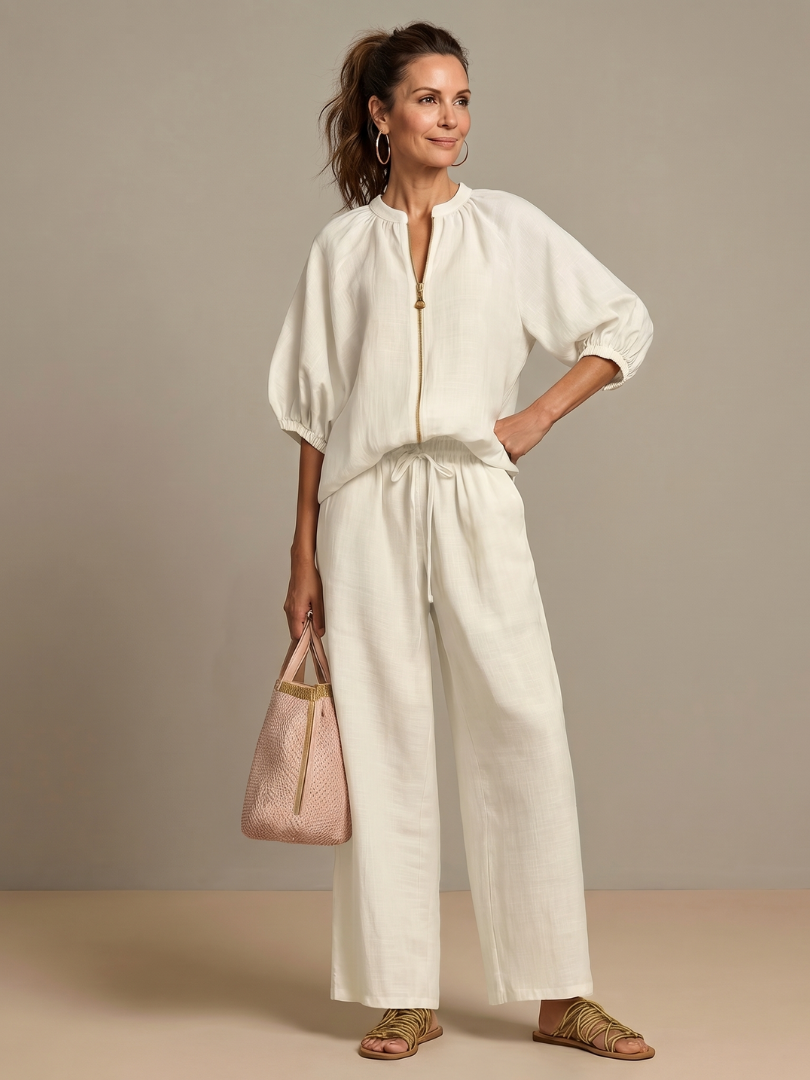 Dylan | Women's Wide Leg Zip Front Two Piece Set