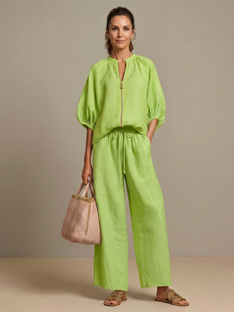 Dylan | Women's Wide Leg Zip Front Two Piece Set